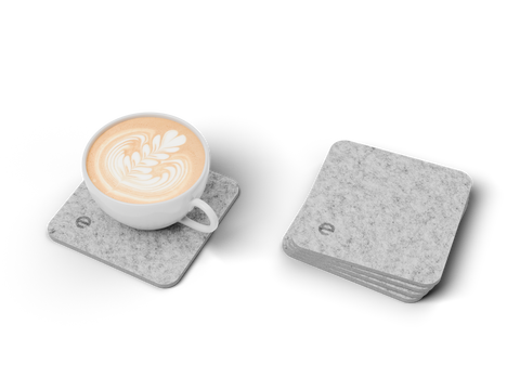 Krūzīšu paliktņi ERGONIX CupPad, 4 gab., 9,5 × 9,5 cm, gaiši pelēki