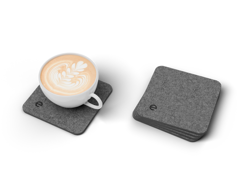 Krūzīšu paliktņi ERGONIX CupPad, 4 gab., 9,5 × 9,5 cm, tumši pelēki
