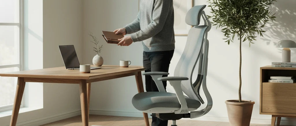 Mājas birojs ar ergonomisku krēslu